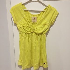 hollister yellow v cut shirt